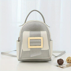 Minimalist Colorblock Backpack All Match Zipper Rucksack