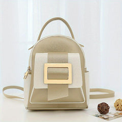 Minimalist Colorblock Backpack All Match Zipper Rucksack