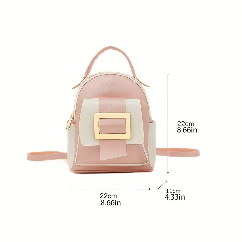Minimalist Colorblock Backpack All Match Zipper Rucksack