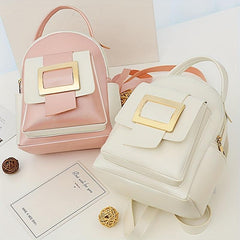 Minimalist Colorblock Backpack All Match Zipper Rucksack