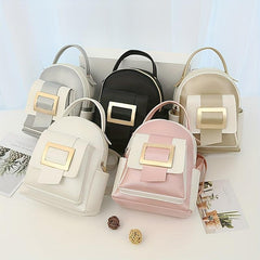 Minimalist Colorblock Backpack All Match Zipper Rucksack