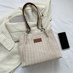 Summer Minimalist Straw Tote Bag All Match Shoulder Bag Woven Storage Bag