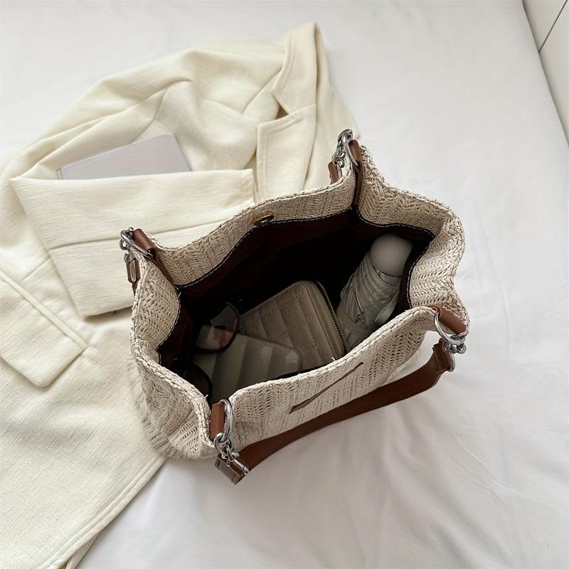 Summer Minimalist Straw Tote Bag All Match Shoulder Bag Woven Storage Bag