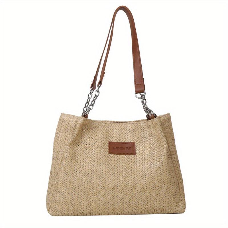 Summer Minimalist Straw Tote Bag All Match Shoulder Bag Woven Storage Bag