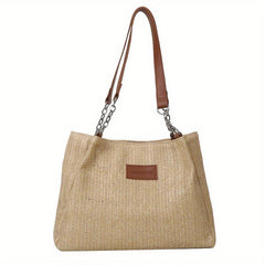 Summer Minimalist Straw Tote Bag All Match Shoulder Bag Woven Storage Bag