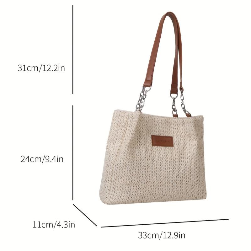 Summer Minimalist Straw Tote Bag All Match Shoulder Bag Woven Storage Bag