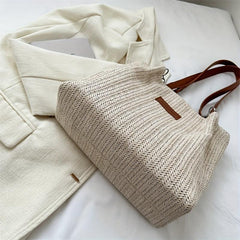Summer Minimalist Straw Tote Bag All Match Shoulder Bag Woven Storage Bag