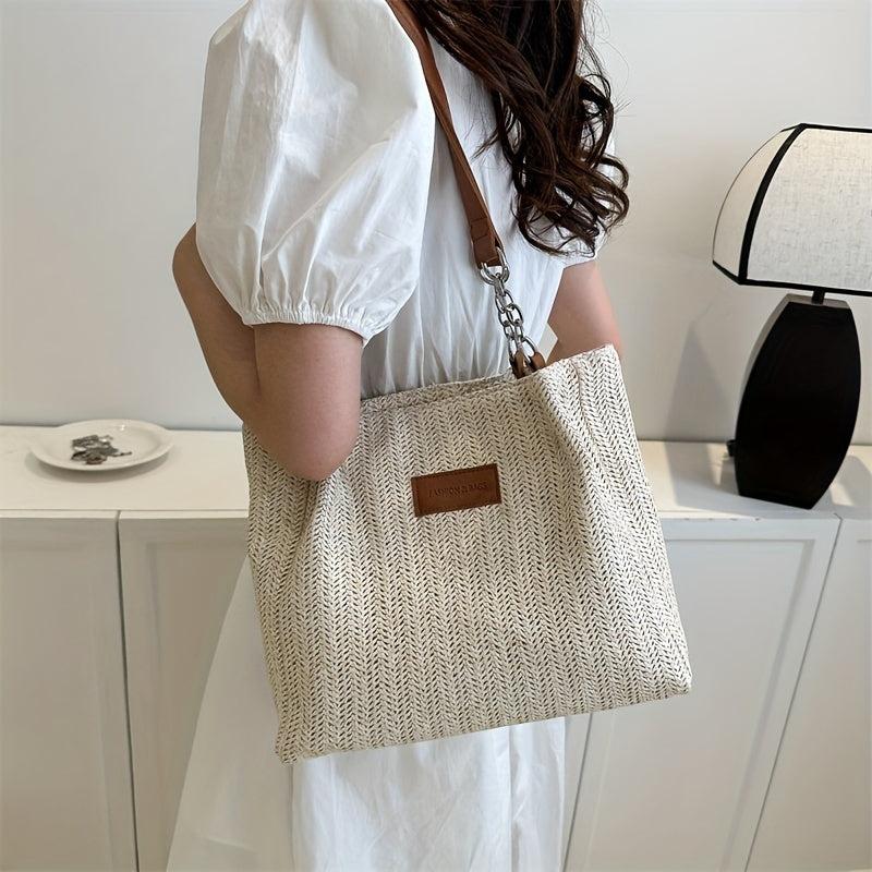 Summer Minimalist Straw Tote Bag All Match Shoulder Bag Woven Storage Bag