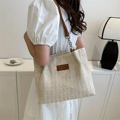 Summer Minimalist Straw Tote Bag All Match Shoulder Bag Woven Storage Bag