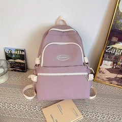 Large Capacity Colorblock Storage Backpack Preppy School Bag