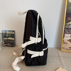 Large Capacity Colorblock Storage Backpack Preppy School Bag