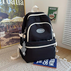 Large Capacity Colorblock Storage Backpack Preppy School Bag