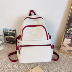 Large Capacity Colorblock Storage Backpack Preppy School Bag
