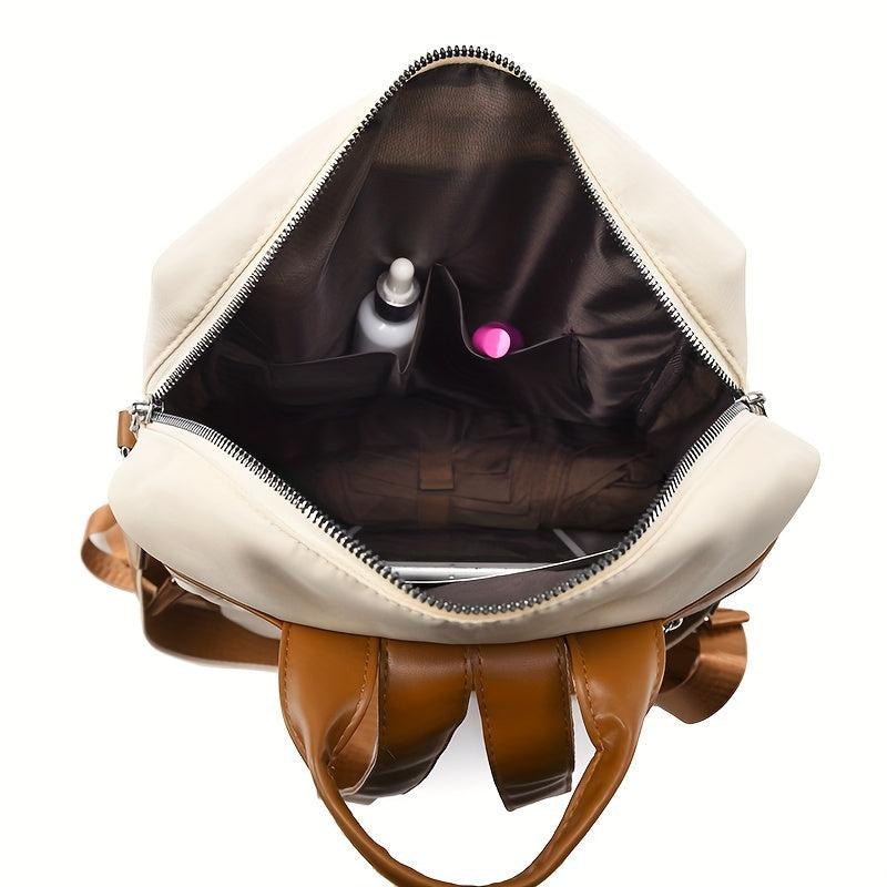 Colorblock Zipper Backpack Travel Rucksack Women's Daypack