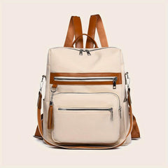 Colorblock Zipper Backpack Travel Rucksack Women's Daypack