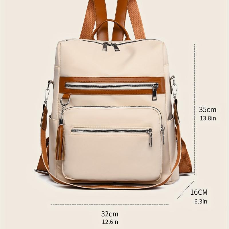 Colorblock Zipper Backpack Travel Rucksack Women's Daypack