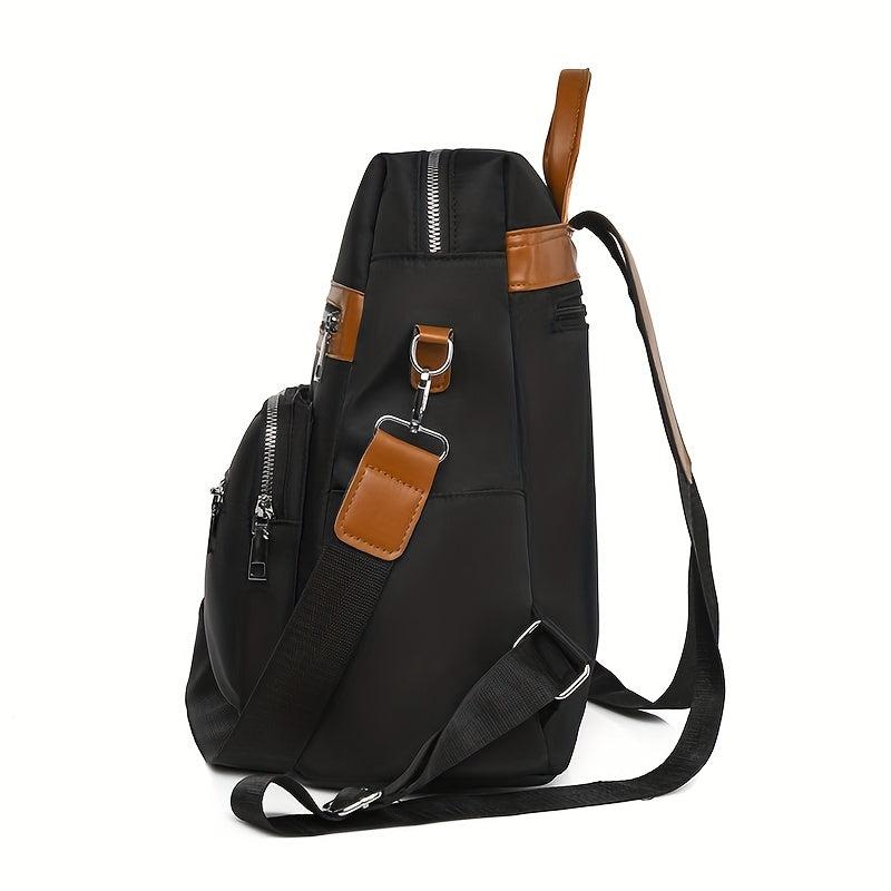Colorblock Zipper Backpack Travel Rucksack Women's Daypack