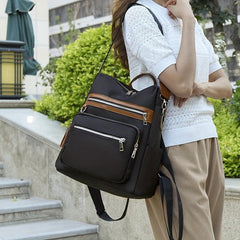Colorblock Zipper Backpack Travel Rucksack Women's Daypack