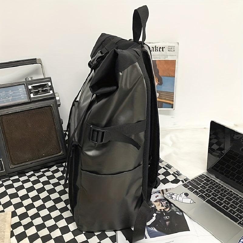 Waterproof Roll Top Flap Backpack for Travel Hiking Lightweight School Daypack