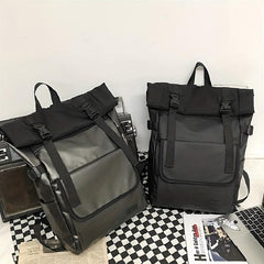 Waterproof Roll Top Flap Backpack for Travel Hiking Lightweight School Daypack