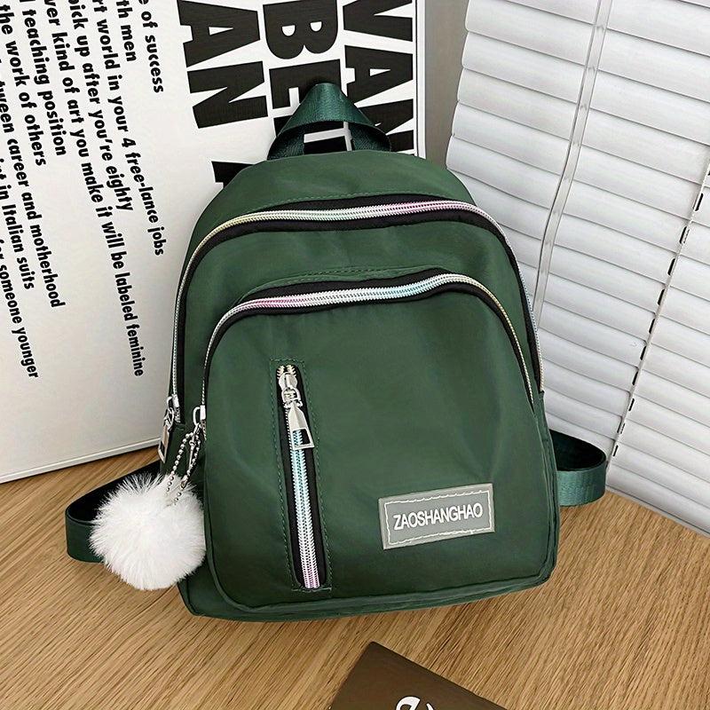 Ombre Zipper Backpack Women Casual Nylon School Bag Lightweight Travel Rucksack