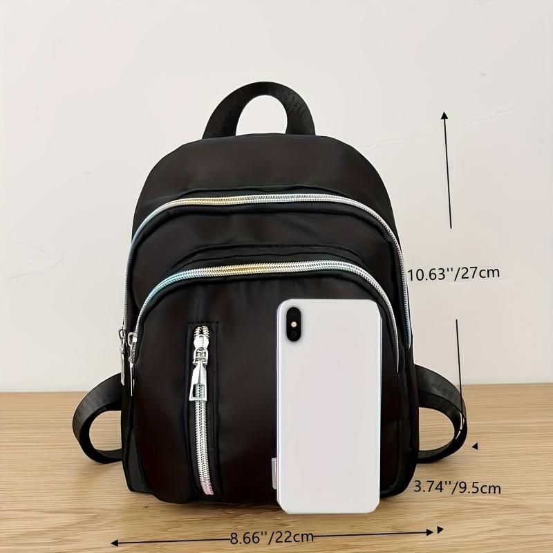 Ombre Zipper Backpack Women Casual Nylon School Bag Lightweight Travel Rucksack
