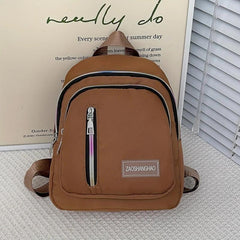 Ombre Zipper Backpack Women Casual Nylon School Bag Lightweight Travel Rucksack