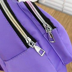 Ombre Zipper Backpack Women Casual Nylon School Bag Lightweight Travel Rucksack
