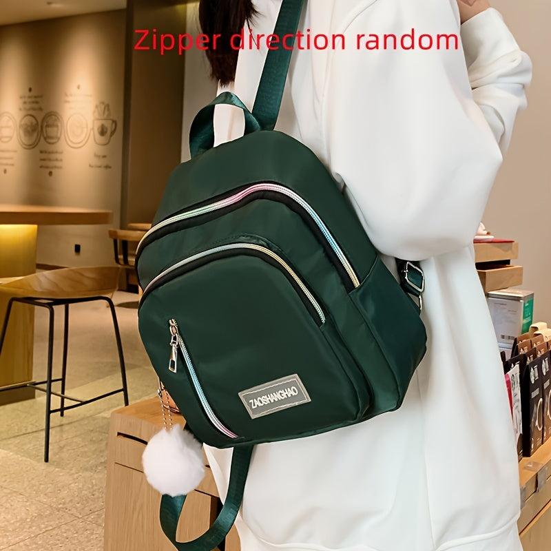 Ombre Zipper Backpack Women Casual Nylon School Bag Lightweight Travel Rucksack
