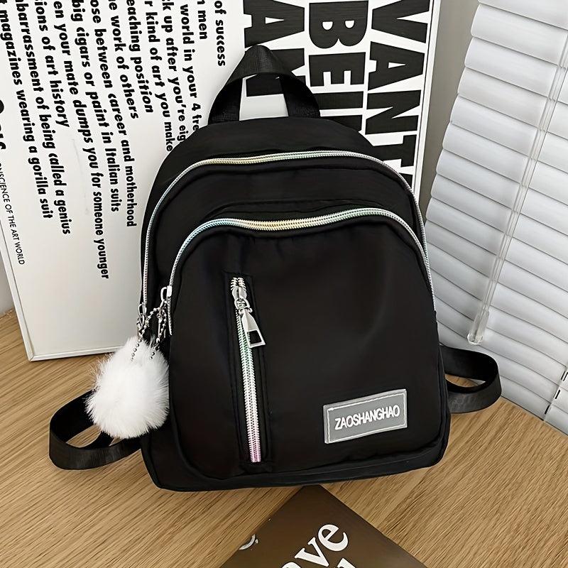 Ombre Zipper Backpack Women Casual Nylon School Bag Lightweight Travel Rucksack