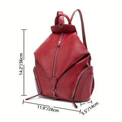 Vintage Julian Backpack Zipper Front Schoolbag Solid Leather Daypack for Women