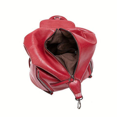 Vintage Julian Backpack Zipper Front Schoolbag Solid Leather Daypack for Women