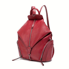 Vintage Julian Backpack Zipper Front Schoolbag Solid Leather Daypack for Women