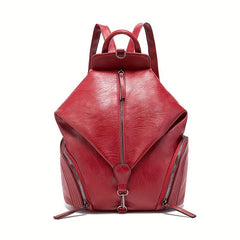 Vintage Julian Backpack Zipper Front Schoolbag Solid Leather Daypack for Women