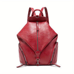 Vintage Julian Backpack Zipper Front Schoolbag Solid Leather Daypack for Women