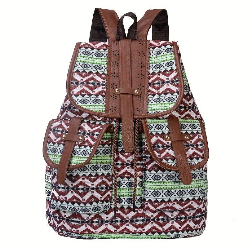 Vintage Geometric Pattern Storage Backpack Ethnic Travel Daypack
