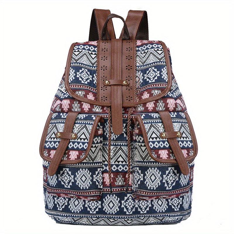 Vintage Geometric Pattern Storage Backpack Ethnic Travel Daypack