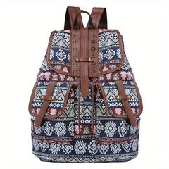 Vintage Geometric Pattern Storage Backpack Ethnic Travel Daypack