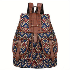 Vintage Geometric Pattern Storage Backpack Ethnic Travel Daypack
