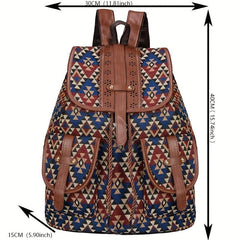 Vintage Geometric Pattern Storage Backpack Ethnic Travel Daypack