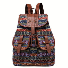 Vintage Geometric Pattern Storage Backpack Ethnic Travel Daypack