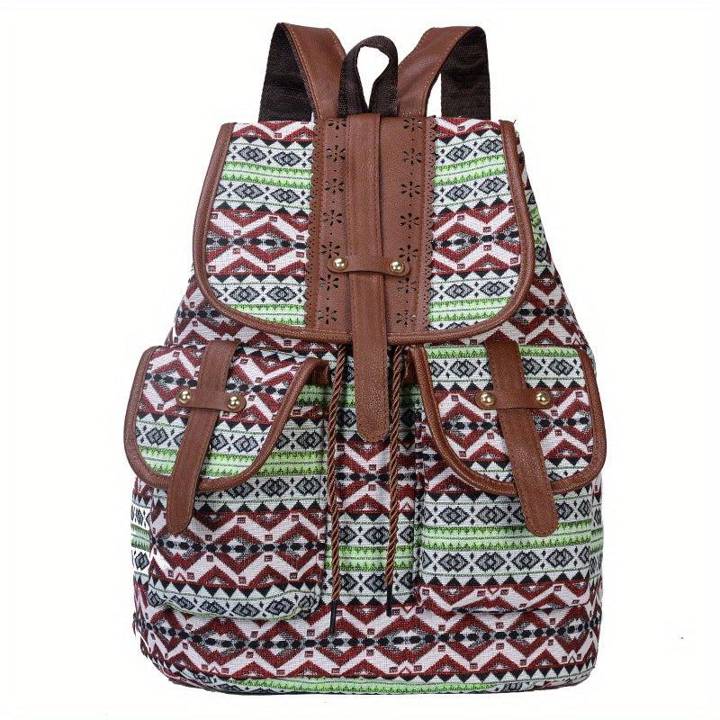 Vintage Geometric Pattern Storage Backpack Ethnic Travel Daypack