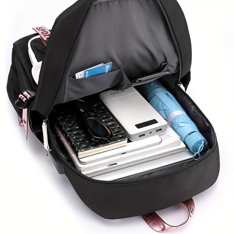 Large Capacity Canvas Laptop Daypack with USB Charging Port