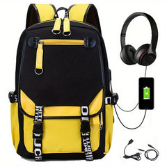 Large Capacity Canvas Laptop Daypack with USB Charging Port