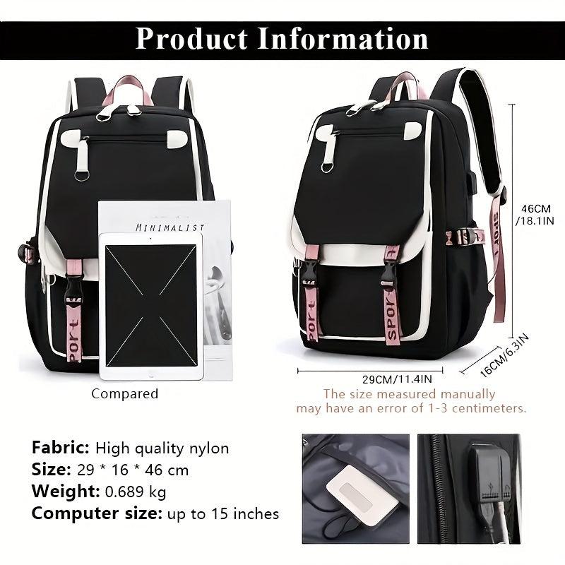 Large Capacity Canvas Laptop Daypack with USB Charging Port