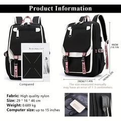 Large Capacity Canvas Laptop Daypack with USB Charging Port