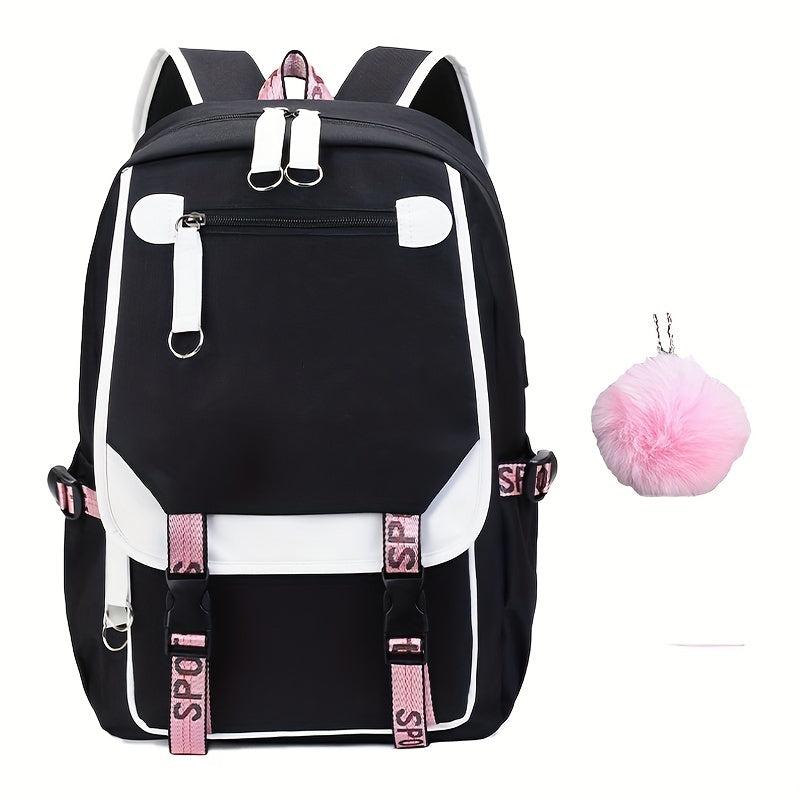 Large Capacity Canvas Laptop Daypack with USB Charging Port