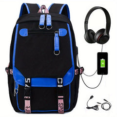 Large Capacity Canvas Laptop Daypack with USB Charging Port