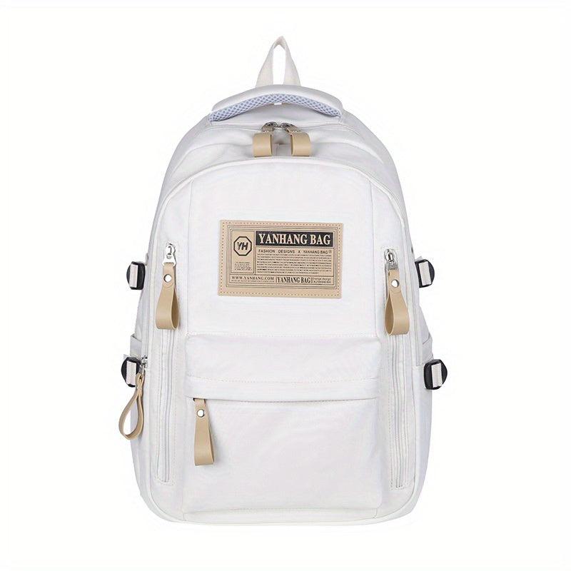 Letter Patch Decor Backpack Preppy Style School Bag Large Capacity
