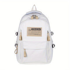 Letter Patch Decor Backpack Preppy Style School Bag Large Capacity